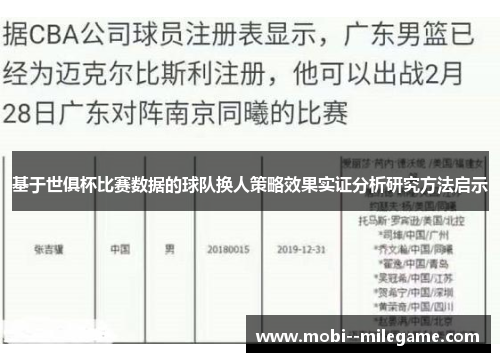 基于世俱杯比赛数据的球队换人策略效果实证分析研究方法启示
